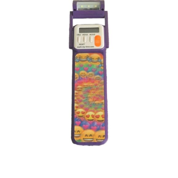 Mark.My.Time LED Booklight & Digital Reading Timer Bookmark Purple W Emojis Pat - Picture 1 of 9